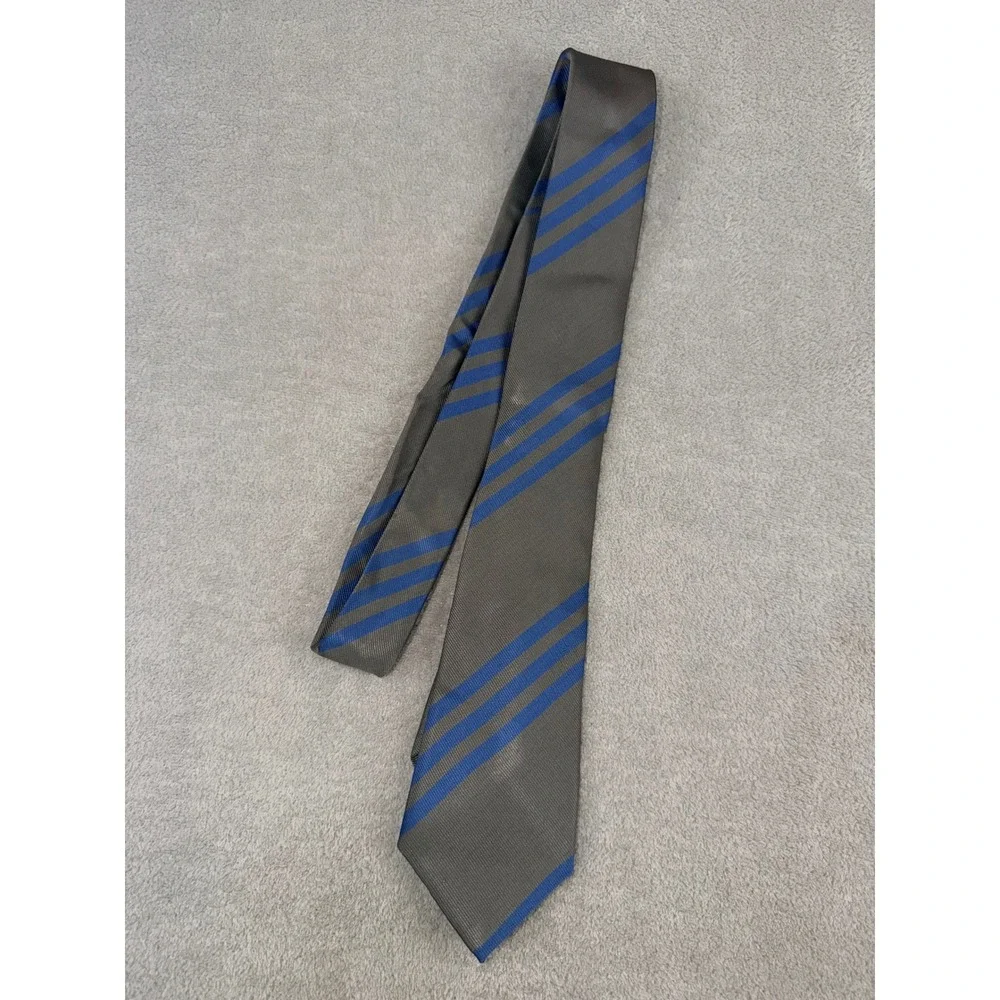 Banana Republic Mens Necktie Grey Blue Diagonal Striped Polyester‎ Classic Tie